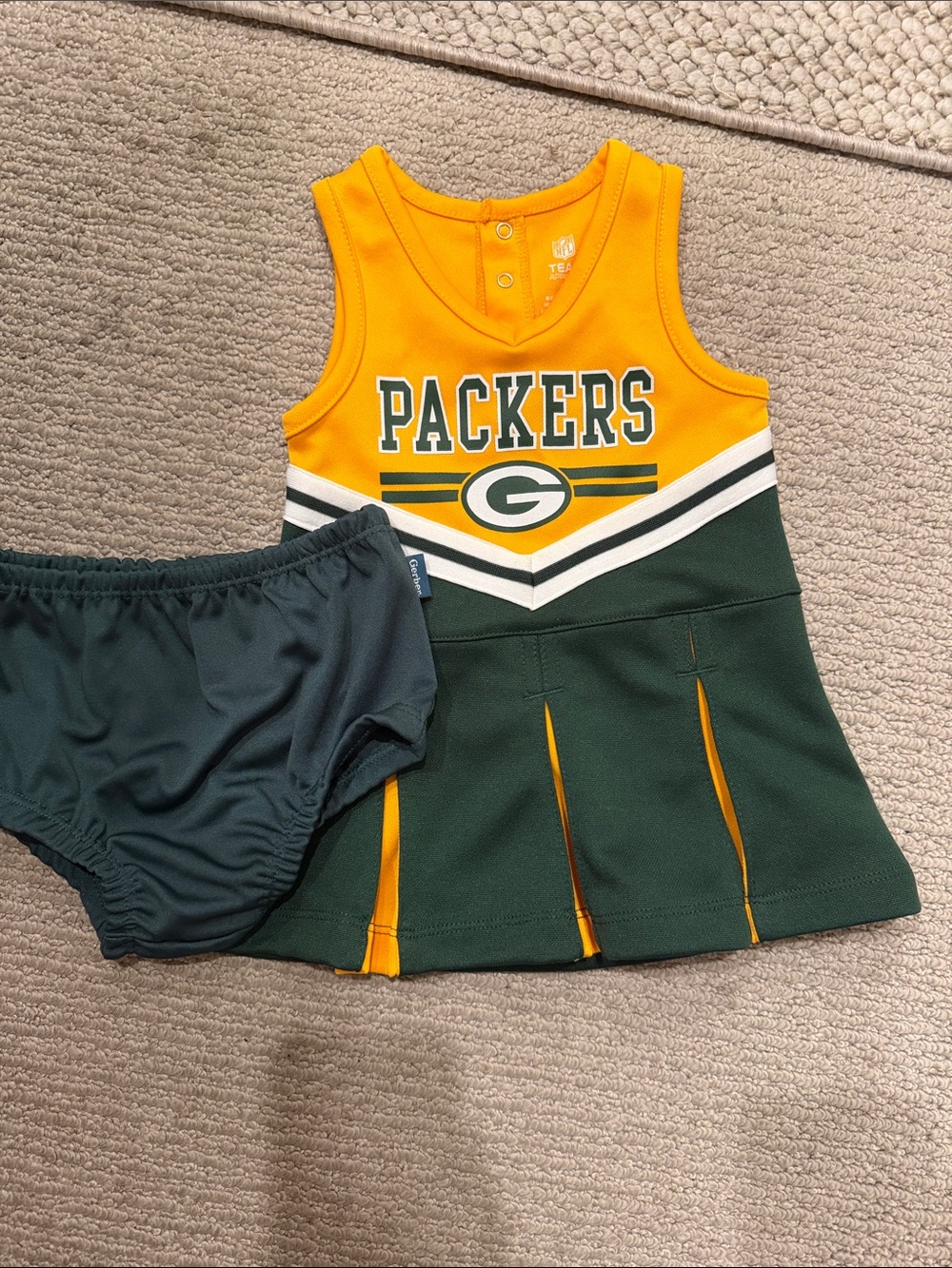 Green & Yellow Packers Girls' Cheer Tank Dress